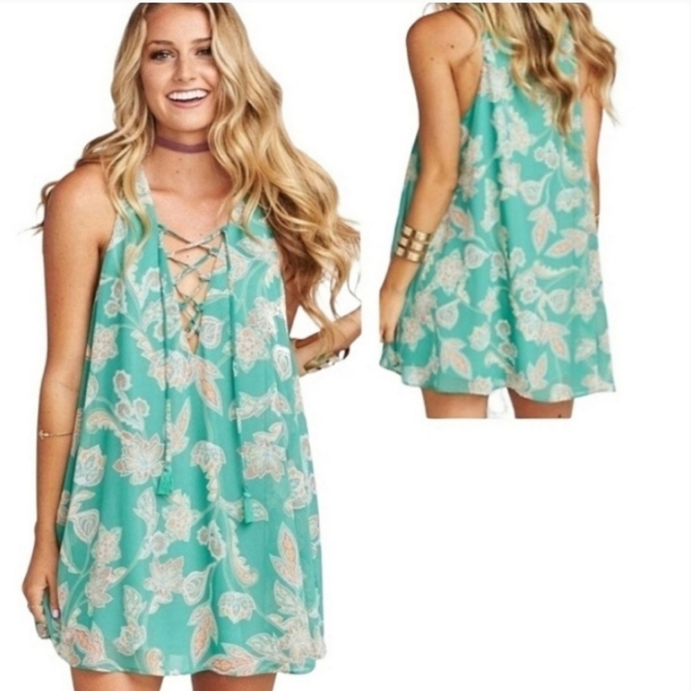 Show Me Your MuMu Rancho Mirage Lace Up Jadely Paisley Tunic Dress Sz S